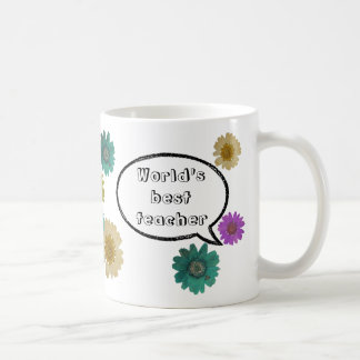 Taza De Café Mejor profesor con diseño floral botánico divertid