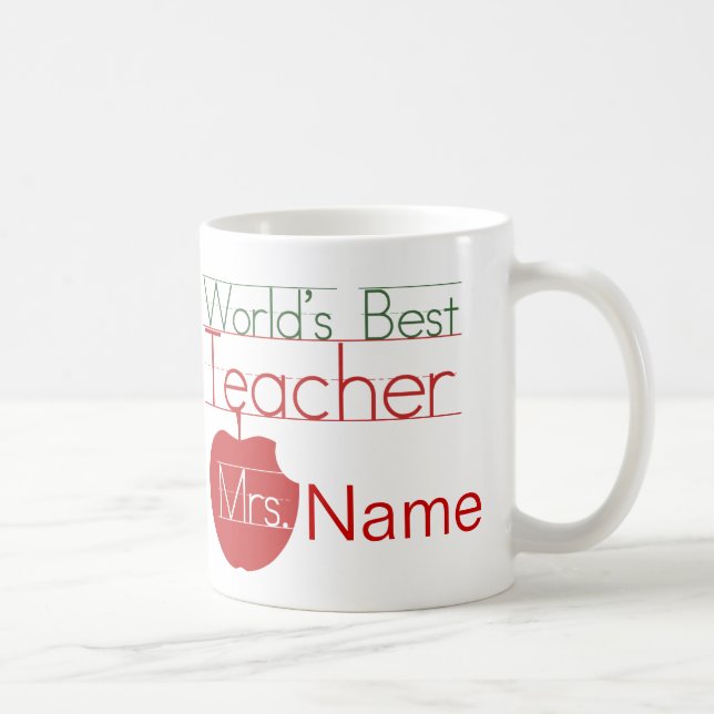 Taza De Café Mejor Profesor de Mundos Personalizados (Derecha)