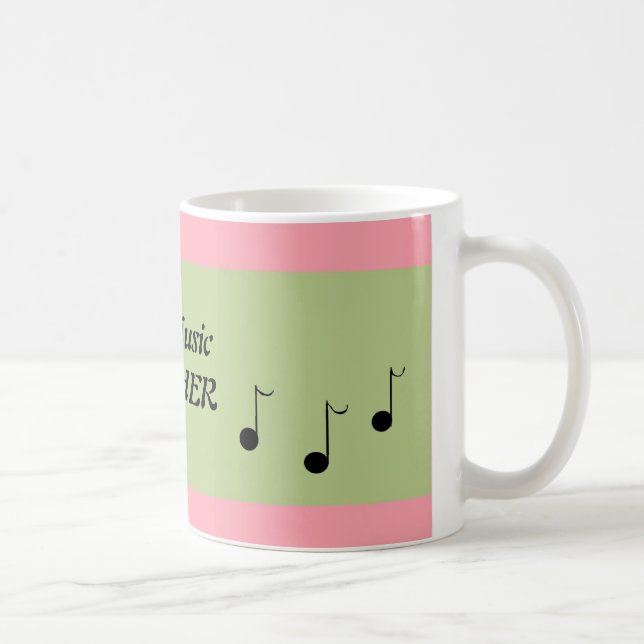 Taza De Café Mejor profesor de música rosa y verde (Derecha)