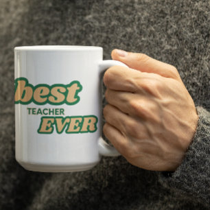 Taza De Café Mejor Profesor Personalizable en letras Verdes