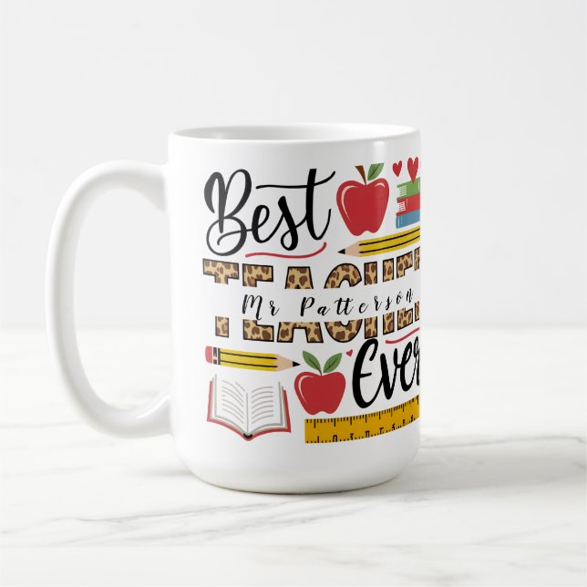 Taza De Café Mejor Profesor Personalizado (Izquierda)