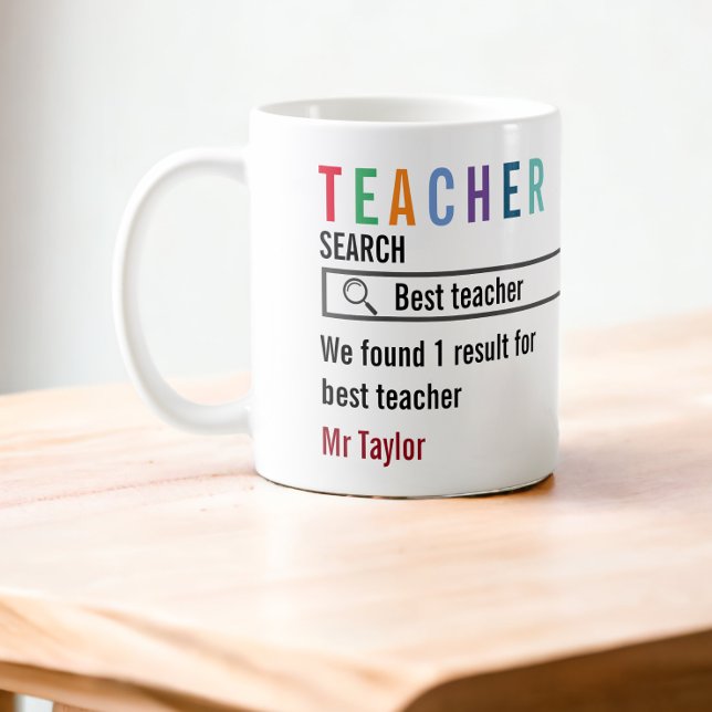 Taza De Café Mejor resultado de búsqueda de profesores personal (Teacher - Search - best Teacher - personalized teacher mug from Ricaso)