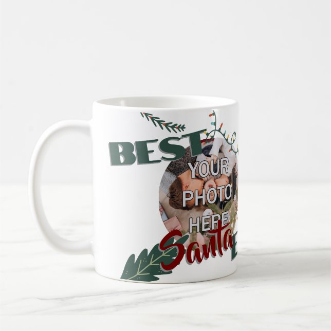 Taza De Café mejor santa jamás regalo para papá personalizado (Izquierda)