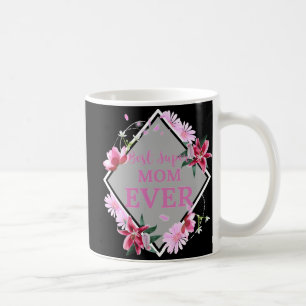 Taza De Café Mejor super mamá nunca rosado texto con flores roj
