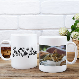 Taza De Café Mejor texto para mamá de gato - Negro