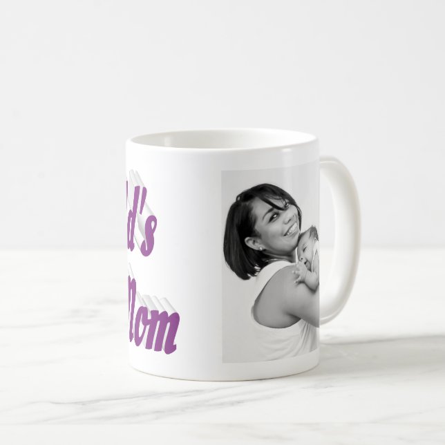 Taza De Café Mejor texto púrpura de foto de mamá (Anverso derecho)