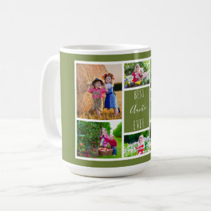 Taza De Café Mejor Tía del Mundo Collage de Fotos Verde Oliva