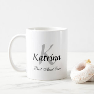 Taza De Café Mejor Tía Monograma Primer Personalizado Blanco Ne