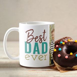 Taza De Café Mejor tipografía moderna de papá con foto