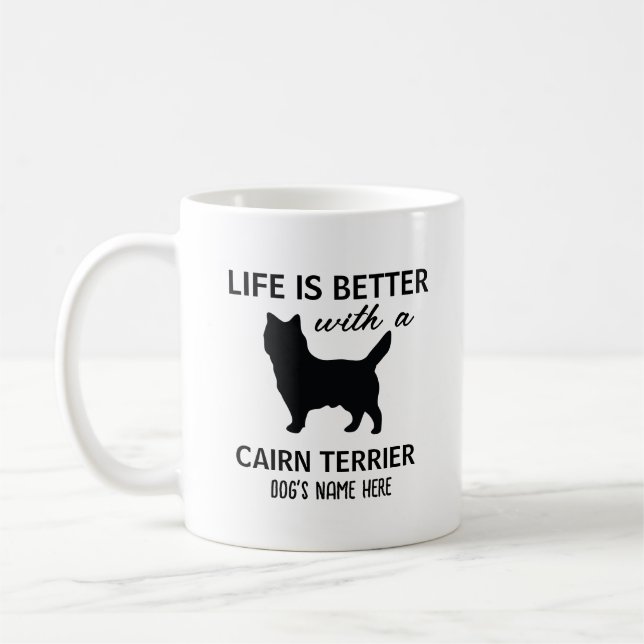 Taza De Café Mejor vida personalizada de Cairn Terrier (Izquierda)