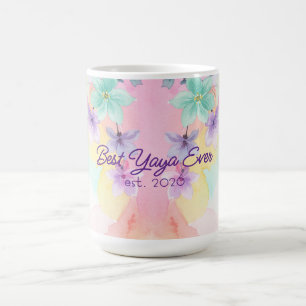 Taza De Café Mejor Yaya Día de la Madre Floral Brillante 