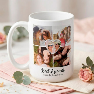 Taza De Café MEJORES AMIGAS Collage de Fotos Personalizadas & N