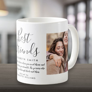 Taza De Café Mejores Amigas Escritura Moderna Elegante Cita 2 F
