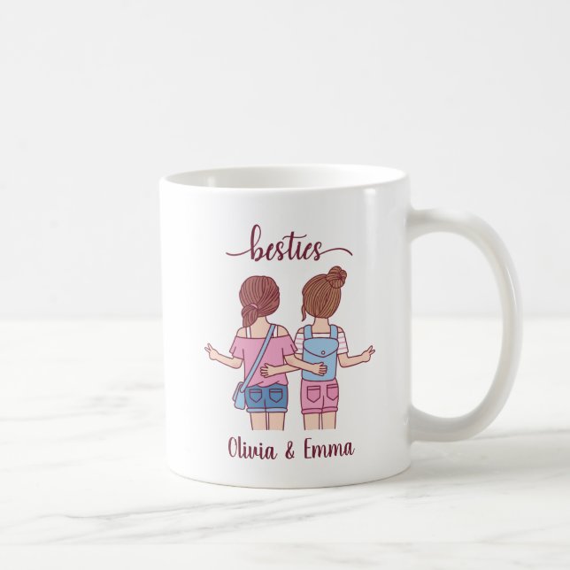 Taza De Café Mejores Amigas Personalizadas (Derecha)