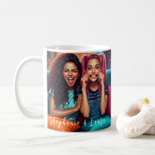 Taza De Café Mejores Amigos Caras Divertidas y Cita Inspiradora