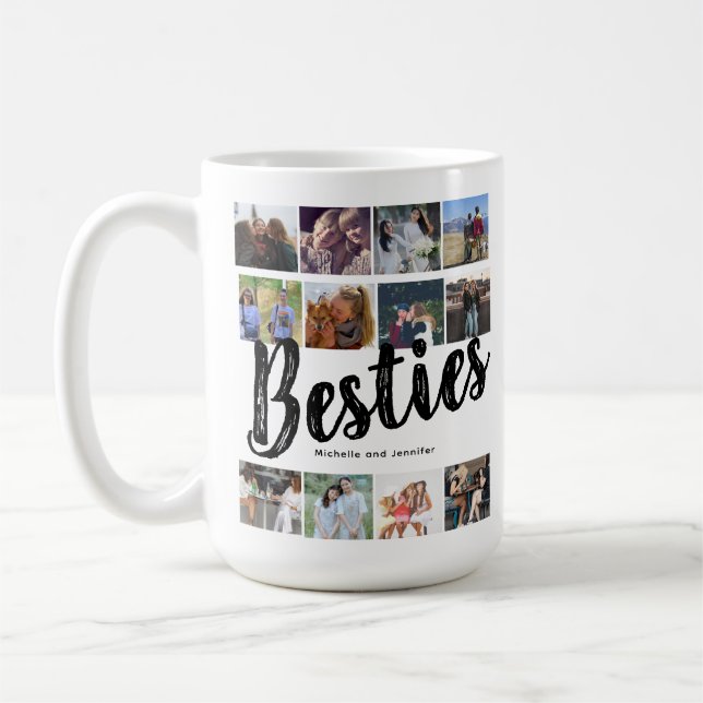 Taza De Café Mejores amigos | Collage de fotos Besties (Izquierda)