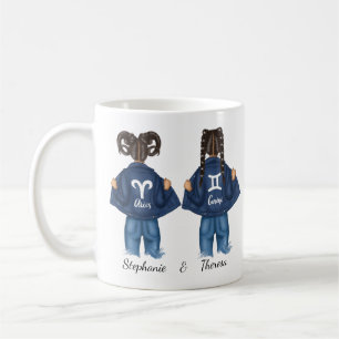 Taza De Café Mejores Amigos Personalizados Aries Gemini Chica J