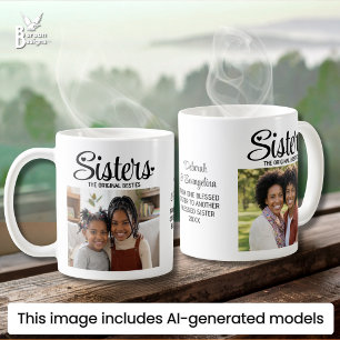 Taza De Café Mejores HERMANAS personalizadas con 2 fotos MEJORE
