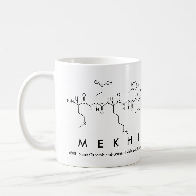 Taza De Café Mekhi péptido nombre mug (Izquierda)