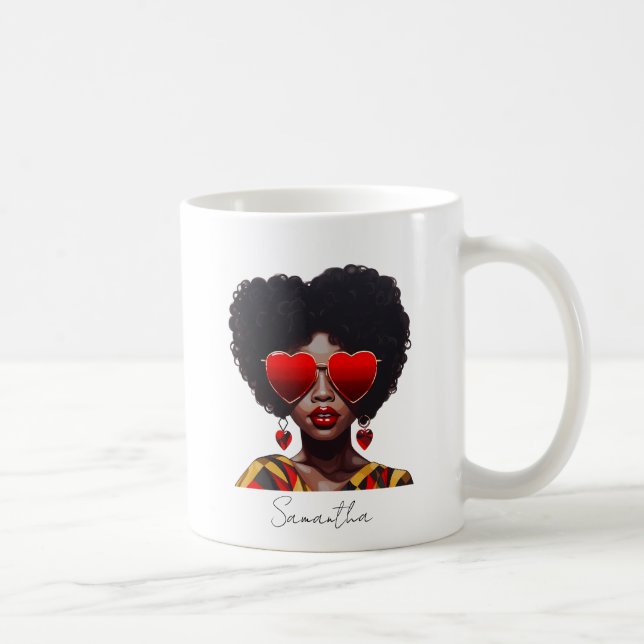 Taza De Café Melanin Magic: Reina negra rociando sombras de cor (Derecha)