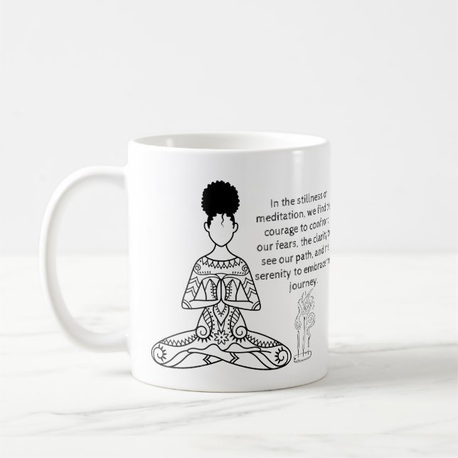 Taza De Café Melanin Meditación Cita Motivadora Café Mug (Izquierda)