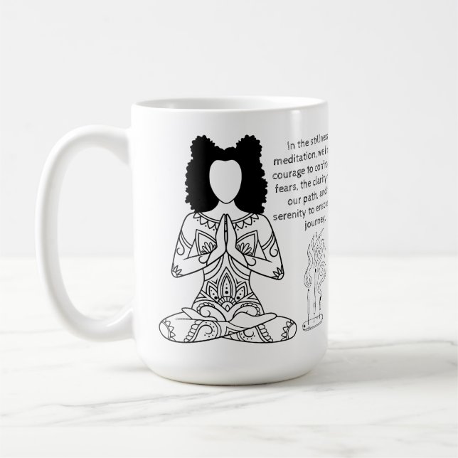 Taza De Café Melanin Meditación Cita Motivadora Café Mug (Izquierda)