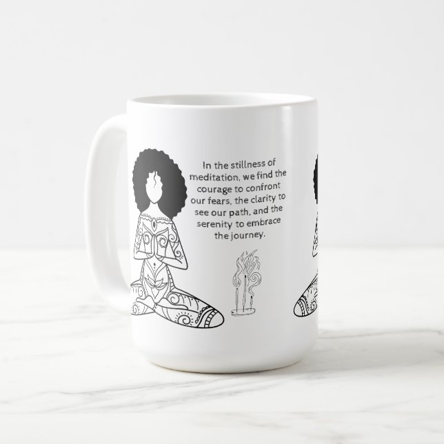 Taza De Café Melanin Meditación Cita Motivadora Café Mug (Anverso izquierdo)