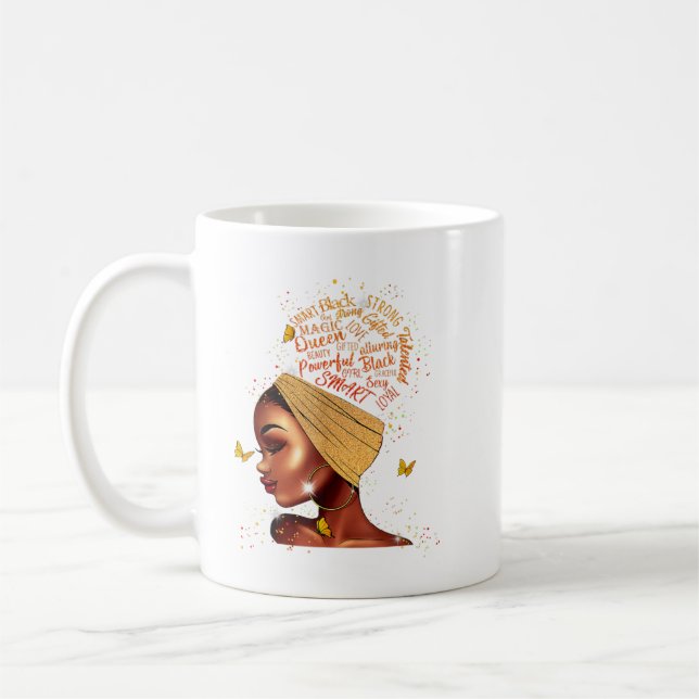 Taza De Café Melanin Natu, Chica negra, afro-estadounidense (Izquierda)