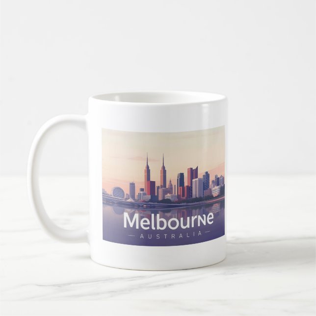Taza De Café Melbourne Australia Pastel Travel Design (Izquierda)