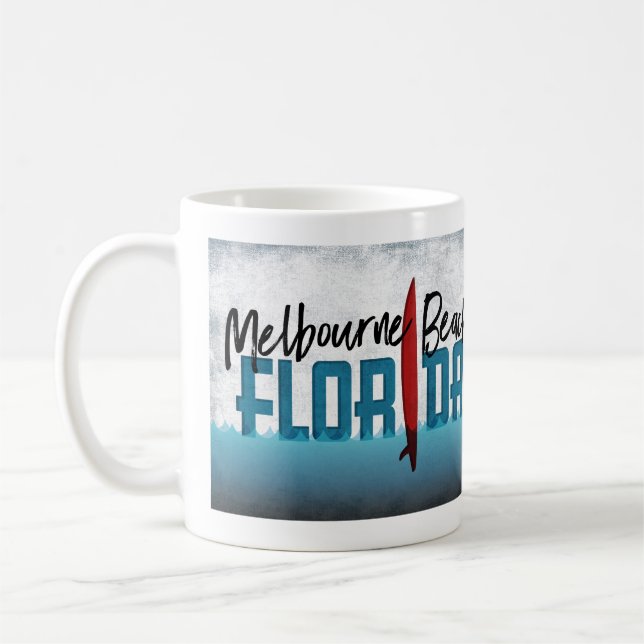 Taza De Café Melbourne Beach Florida Surfing (Izquierda)