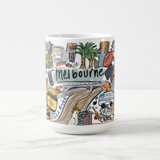 Taza De Café Melbourne City Illustration Mug, White