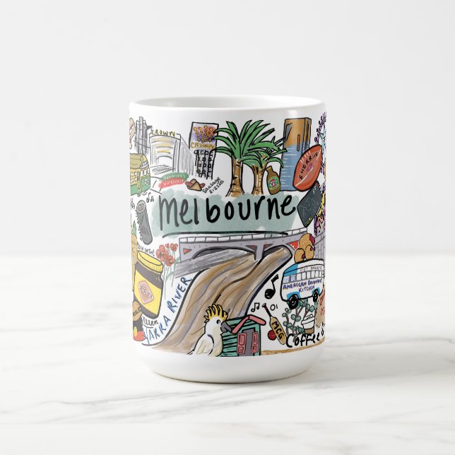 Taza De Café Melbourne City Illustration Mug, White (Centro)
