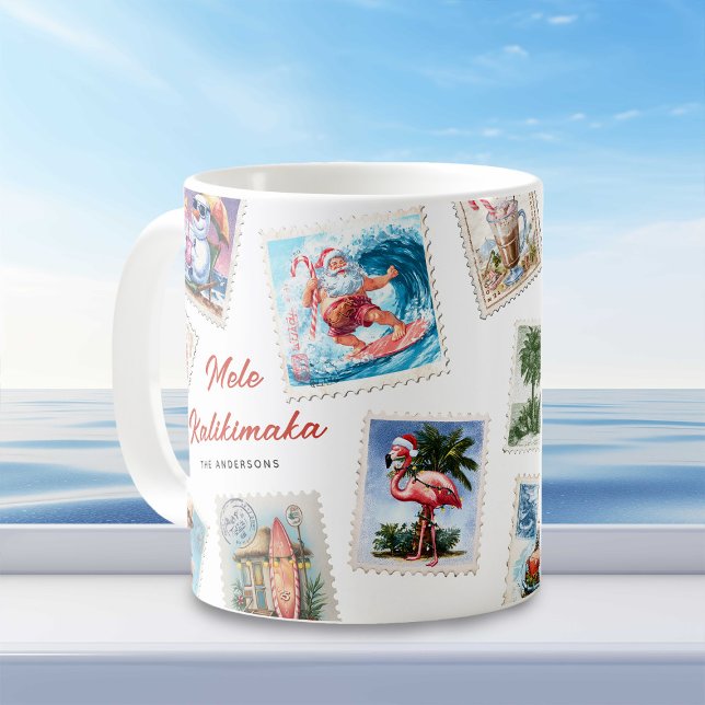 Taza De Café Mele Kalikimaka Estampillas tropicales (Subido por el creador)