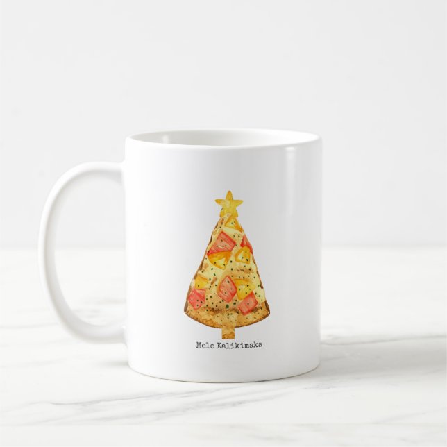 Taza De Café Mele Kalikimaka Feliz Navidad Hawái Pizza (Izquierda)