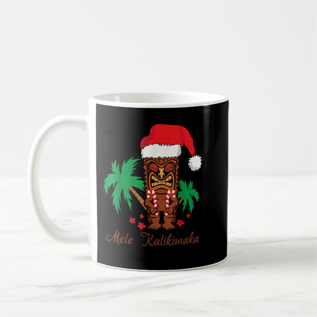 Taza De Café Mele Kalikimaka Feliz Navidad Hawaii Tiki (Izquierda)