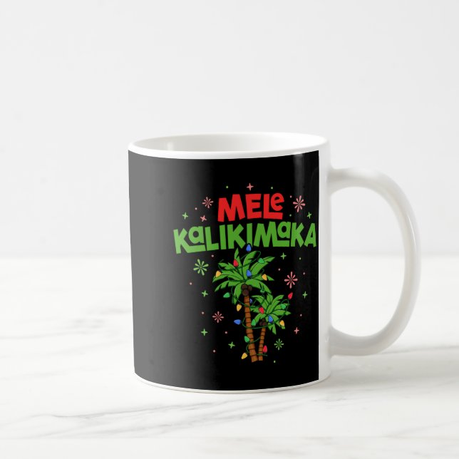 Taza De Café Mele Kalikimaka Hawaiian Christmas Palm Tree Light (Derecha)