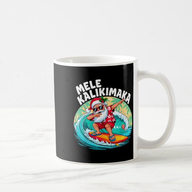 Taza De Café Mele Kalikimaka Hawaiian Christmas Santa Surfing B (Derecha)