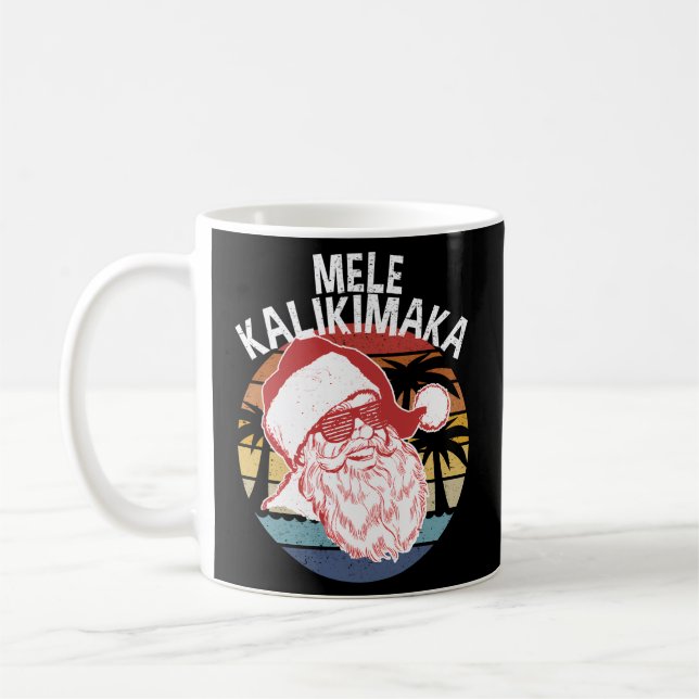 Taza De Café Mele Kalikimaka Hipster Santa Palm Tree (Izquierda)