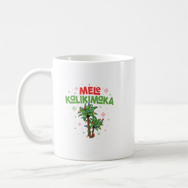 Taza De Café Mele Kalikimaka Navidades hawaianos con luz de árb (Izquierda)