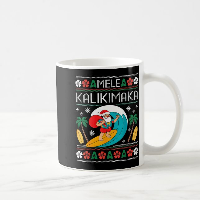 Taza De Café Mele Kalikimaka Pajamas Santa Hawaii Ugly Christma (Derecha)