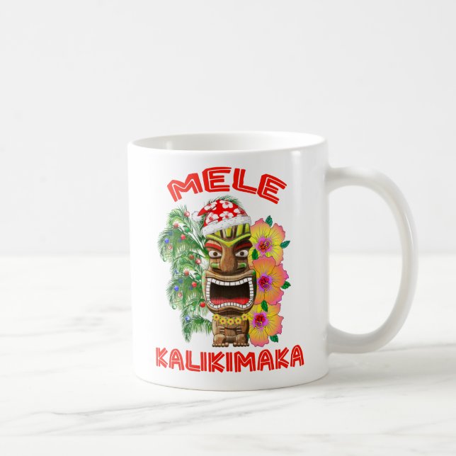 Taza De Café Mele Kalikimaka Santa Claus Tiki (Derecha)