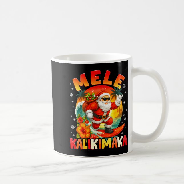 Taza De Café Mele Kalikimaka Santa Rock On Hawaii Christmas Xma (Derecha)