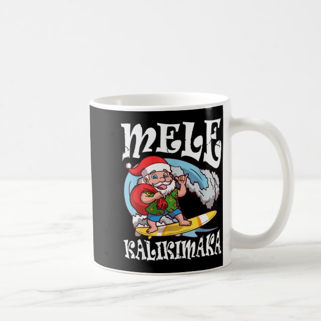 Taza De Café Mele Kalikimaka Santa Surfing Hawaii Christmas  (Derecha)