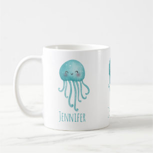 Taza De Café Melocote azul-verde dulce y divertido