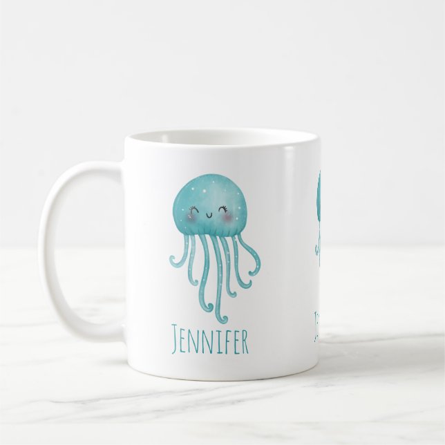 Taza De Café Melocote azul-verde dulce y divertido (Izquierda)