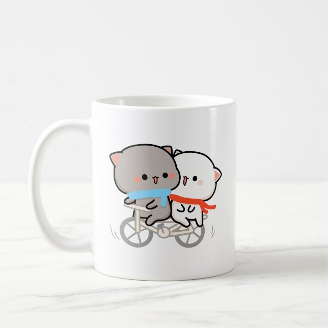 Taza De Café melocotón de gatos de mochi y goma (Izquierda)