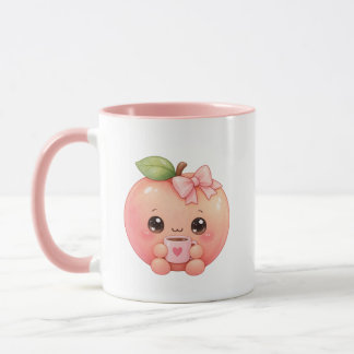 Taza de café melocotón Kawaii linda con taza de co