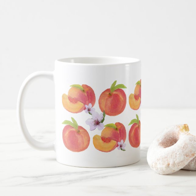 Taza De Café Melocotones de color acuático (Con donut)