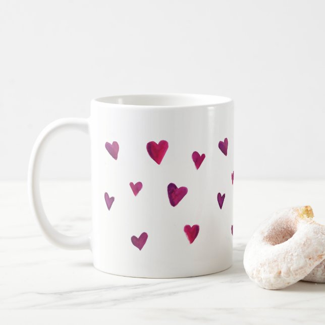 Taza De Café Melodía del corazón de la acuarela (Con donut)
