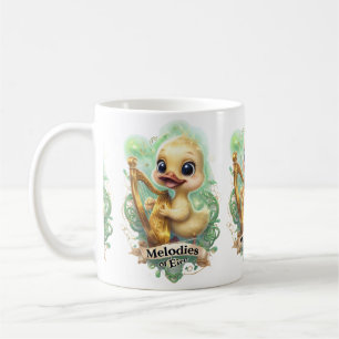Taza De Café Melodías del Éire, el pato Kawaii en el arpa